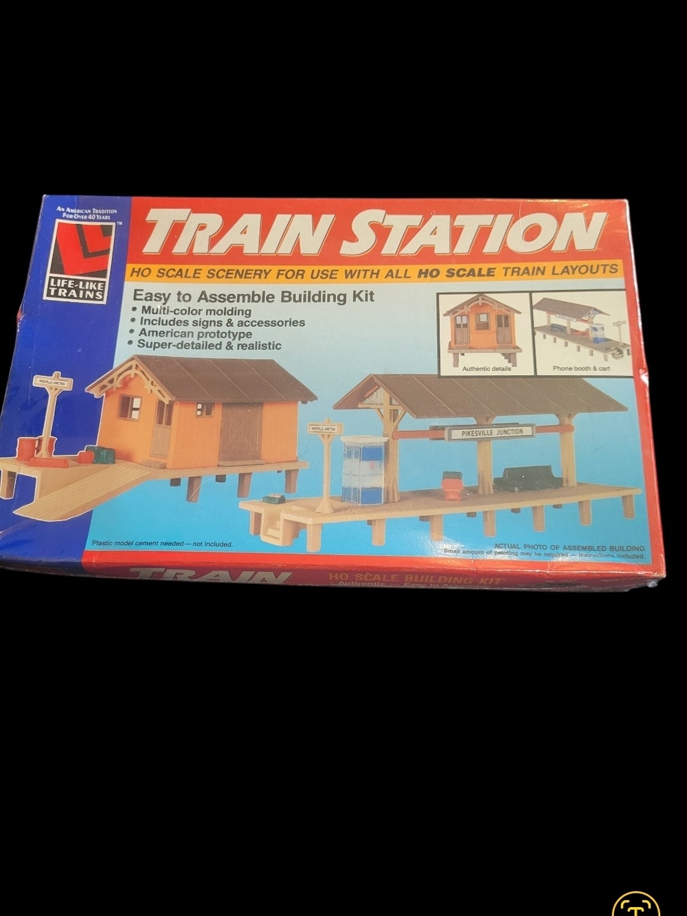 Life-Like Trains 'Train Station' HO Scale Building Kit - Red/Blue/Tan